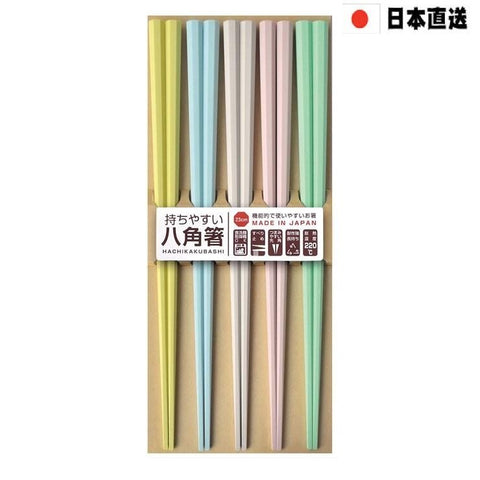 Sunlife - 日本製馬卡龍彩色八角耐熱筷子 (5對入)