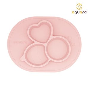 韓國 Aguard 3格矽膠吸盤餐碟 - 粉紅