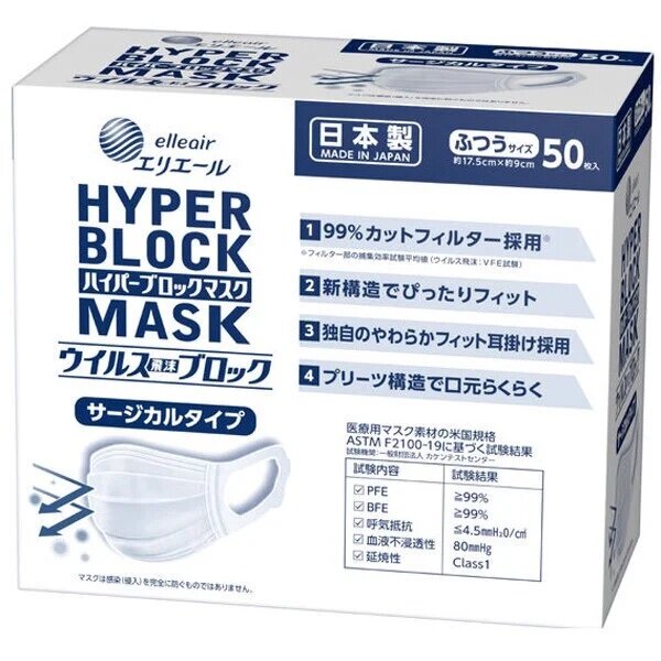 日本製大王製紙 Elleair Hyper Block PM2.5 口罩 (伸縮式耳鉤)