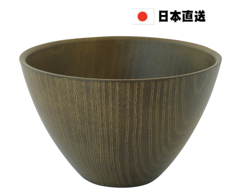 Sunlife - 日本製彷木紋湯碗(橄欖啡色)洗碗機 微波爐 適用